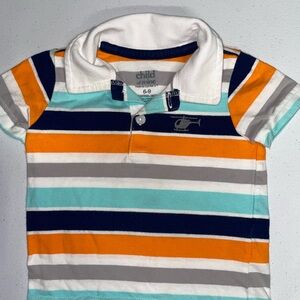Child of Mine/Carters: Baby Orange/Blue Helicopter Polo Shirt (6-9 Months)